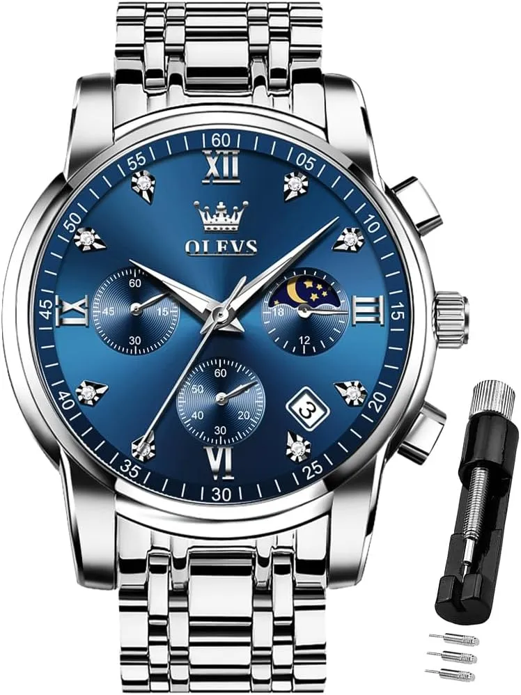 Steel Waterproof Luminous Date Two Tone Luxury Casual Wrist Watch OLEVS Watch for Men Diamond Business script issue Katherine darkness supersonic translucent Dress Analog Quartz Stainless 
