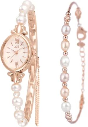 steep elect Fashion Elegant Ladies Watch Bracelet Oval Dial Analog Display Quartz Waterproof Creative Female Wristwatch Gosasa Natural Pearl Watches for Women 