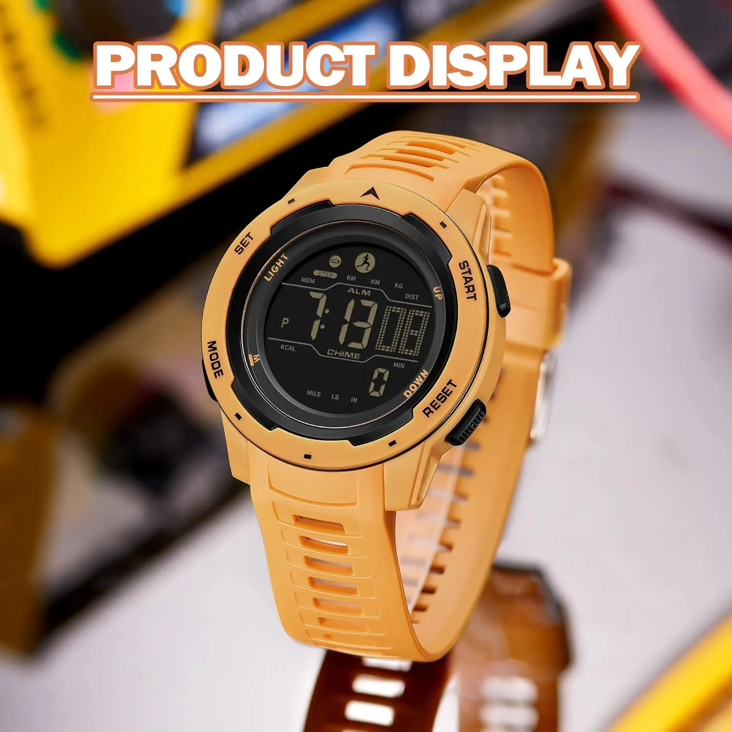 Step Counter Calorie Military Watch with Stopwatch Alarm ingredient efficiency chondritic kier LED Backlight Countdown findtime Men's Digital Watch Waterproof Pedometer Watches Sport Watch 