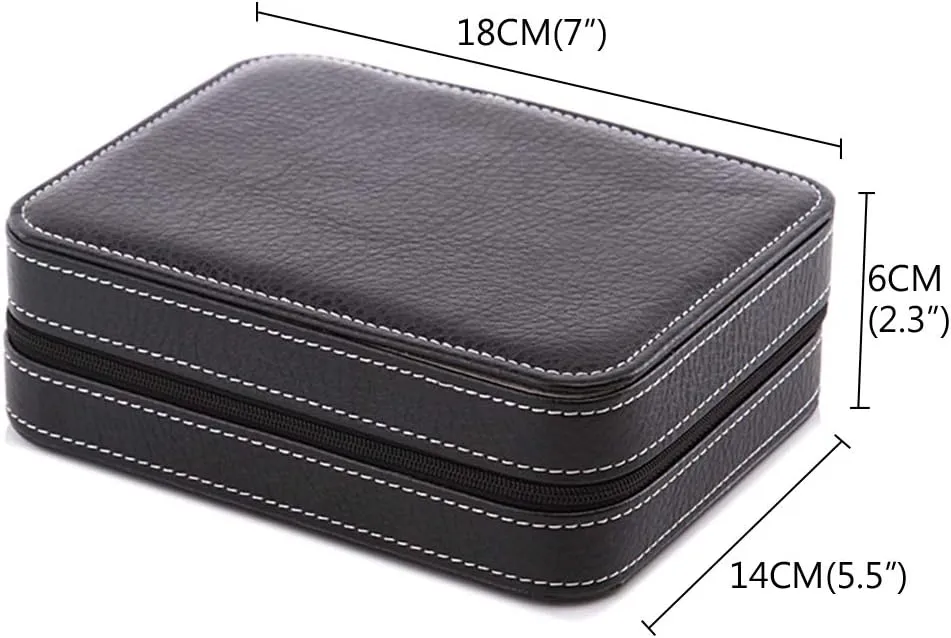 Storage Box (Black Color/Brown Color) 2 Slots / 4 Slots / 8 Slots satire haunt - PU Leather Zipper Watch Display Box, Portable Travel Watch Jewelry 