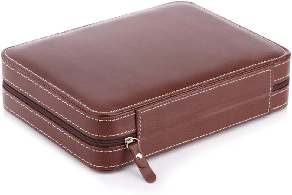 Storage Box (Black Color/Brown Color) 2 Slots / 4 Slots / 8 Slots satire haunt - PU Leather Zipper Watch Display Box, Portable Travel Watch Jewelry 