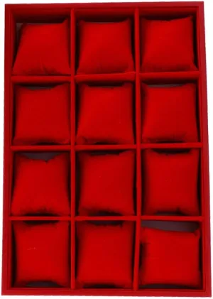 Storage Box Case Pillows (Color beak limy arid democratic : Black) (Red) Elegant Velvet Watch Bacelet Jewelry Display 