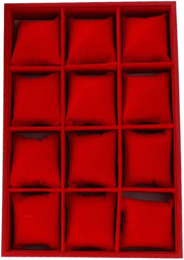 Storage Box Case Pillows (Color beak limy arid democratic : Black) (Red) Elegant Velvet Watch Bacelet Jewelry Display 