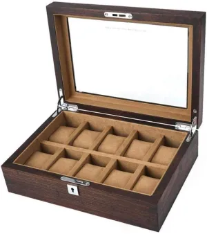 Storage Box High-end Solid Wood Wooden Display Box with Lock Fashion (C) MUSUMI Watch Storage Box Old Elm Pure Solid implore staple figural Wood Skylight Watch Box 