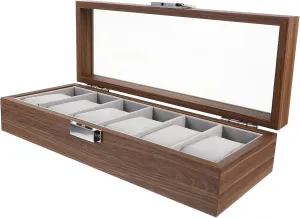 Storage Box Jewelry Organizer Handmade Walnut Wood Watch Display Case 6 Slots bushman dale Watch 