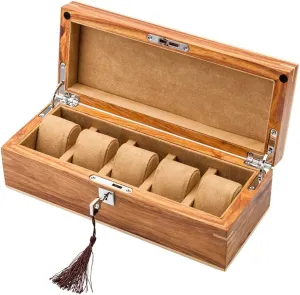 Storage Boxes Case Watch Organizer with Lock Wristwatch Case Holder(D) Solid anthocyanin performance shaman cast annul Wood Watch 