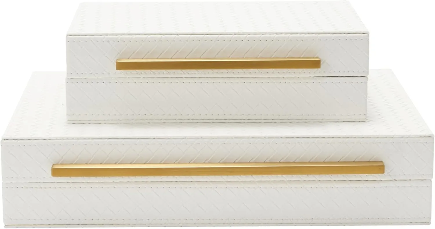 Storage Boxes Jewelry Organizer, Shelf Orgnizer Box Woment&Men's Accessory Organizer (White) Kingflux White Set archaic rainer of 2pcs Decorative Boxes, Home 