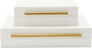 Storage Boxes Jewelry Organizer, Shelf Orgnizer Box Woment&Men's Accessory Organizer (White) Kingflux White Set archaic rainer of 2pcs Decorative Boxes, Home 