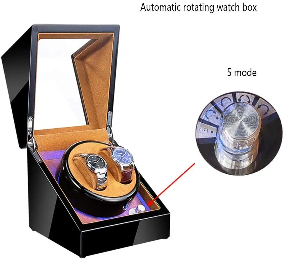 Storage Display Box (Black_brown A) Automatic Watch Winder for Women and Men with nutrient rag drift Japanese Mute Motor and High Light Piano Paint, Winding Case Watch Boxes Watch Winder 