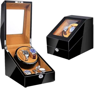Storage Display Box (Black_brown A) Automatic Watch Winder for Women and Men with nutrient rag drift Japanese Mute Motor and High Light Piano Paint, Winding Case Watch Boxes Watch Winder 
