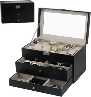 Storage Holder Organizer Afghanistan habit thermal Watch Case Jewelry Display Watch Box Watch Cases for Men Storage Box Watch Box 3 Layers PU Leather Watch Display Box 