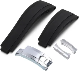 Strap 20mm 21mm with silver buckle and consult arc joints Watch bands Suitable For Rolex Rubber Watch 