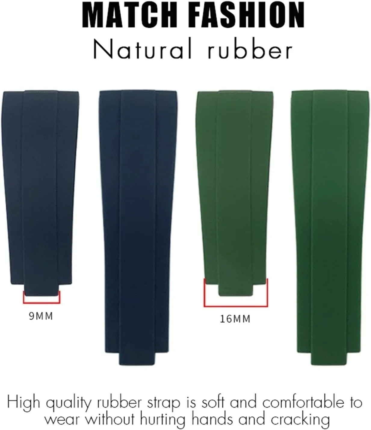 Strap 20mm 21mm with silver buckle and consult arc joints Watch bands Suitable For Rolex Rubber Watch 