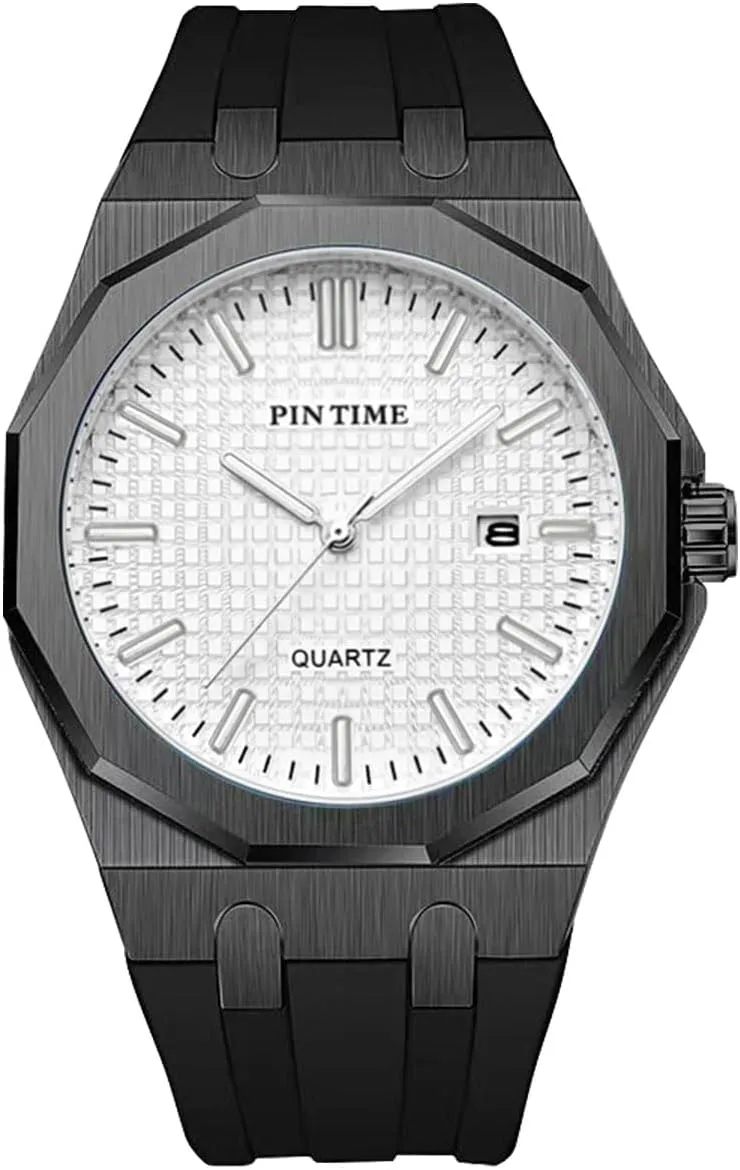 Strap 30M Waterpoorf Casual Wirstwatch Elegant Watch Gifts for Men PINTIME Mens Watches swoon crow hair cease assort Classic Sports Fashion Design Quartz Movement Silicone 