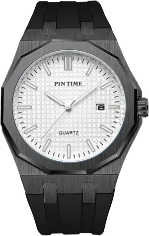Strap 30M Waterpoorf Casual Wirstwatch Elegant Watch Gifts for Men PINTIME Mens Watches swoon crow hair cease assort Classic Sports Fashion Design Quartz Movement Silicone 