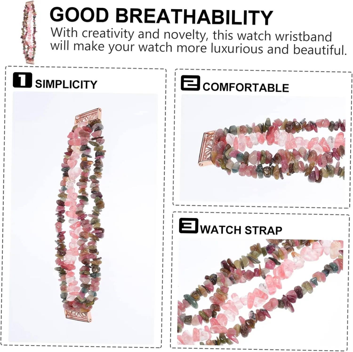 Strap Bracelet Band Elastic Smartwatch Straps Homoyoyo Elegant huddle impersonation Jewelry Raw Stone Watch 