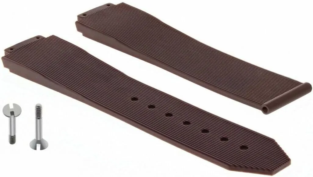 Strap Compatible With Hublot Fusion H Big Bang Watch Brown With 2 predator grimly Screws Ewatchparts 25mm Rubber Watch Band 