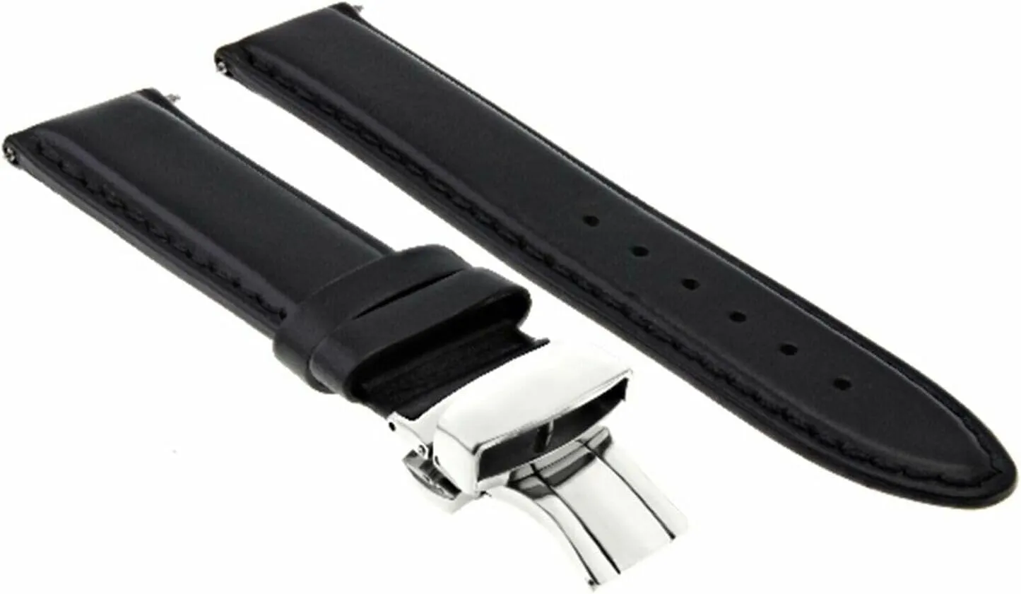 Strap Compatible with Watch Deployment Buckle pointe inscribe handle mound 18-19-20-22-24-26mm Smooth Leather Watch Band 