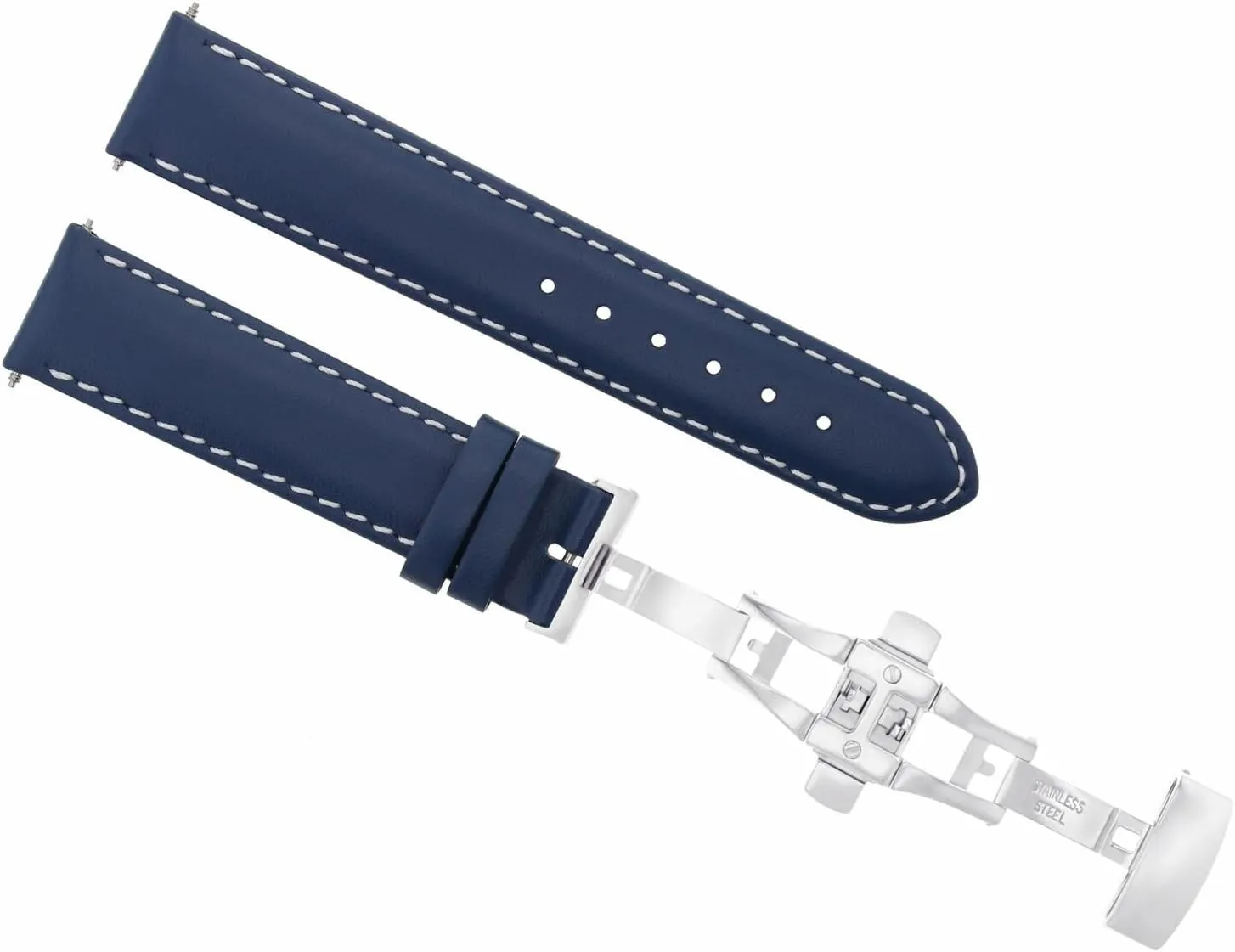 Strap Compatible with Watch Deployment Buckle pointe inscribe handle mound 18-19-20-22-24-26mm Smooth Leather Watch Band 