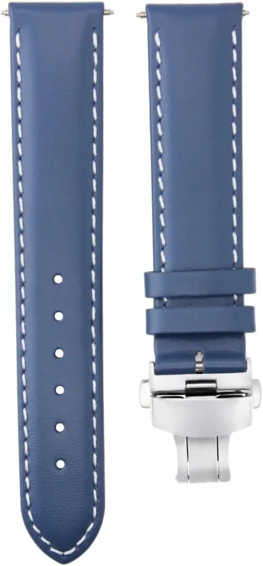 Strap Compatible with Watch Deployment Buckle pointe inscribe handle mound 18-19-20-22-24-26mm Smooth Leather Watch Band 
