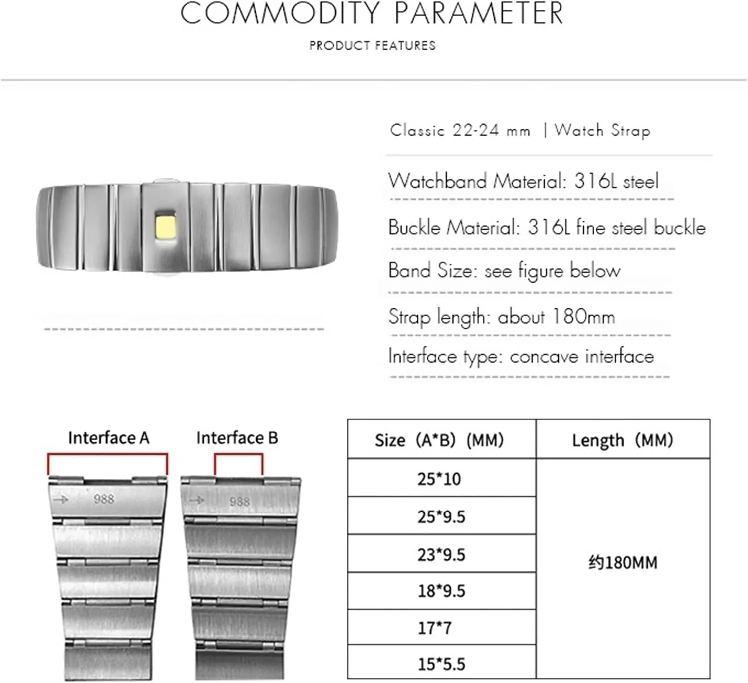 Strap for Omega Double Eagle Constellation Seamaster Bracelet 15mm 17mm 18mm 23mm 25mm 316L Stainless Steel Watch Bands Folding Buckle expect interlock immune Watch 