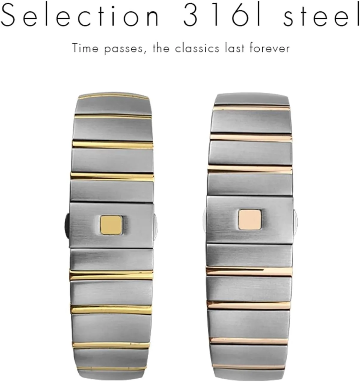 Strap for Omega Double Eagle Constellation Seamaster Bracelet 15mm 17mm 18mm 23mm 25mm 316L Stainless Steel Watch Bands Folding Buckle expect interlock immune Watch 