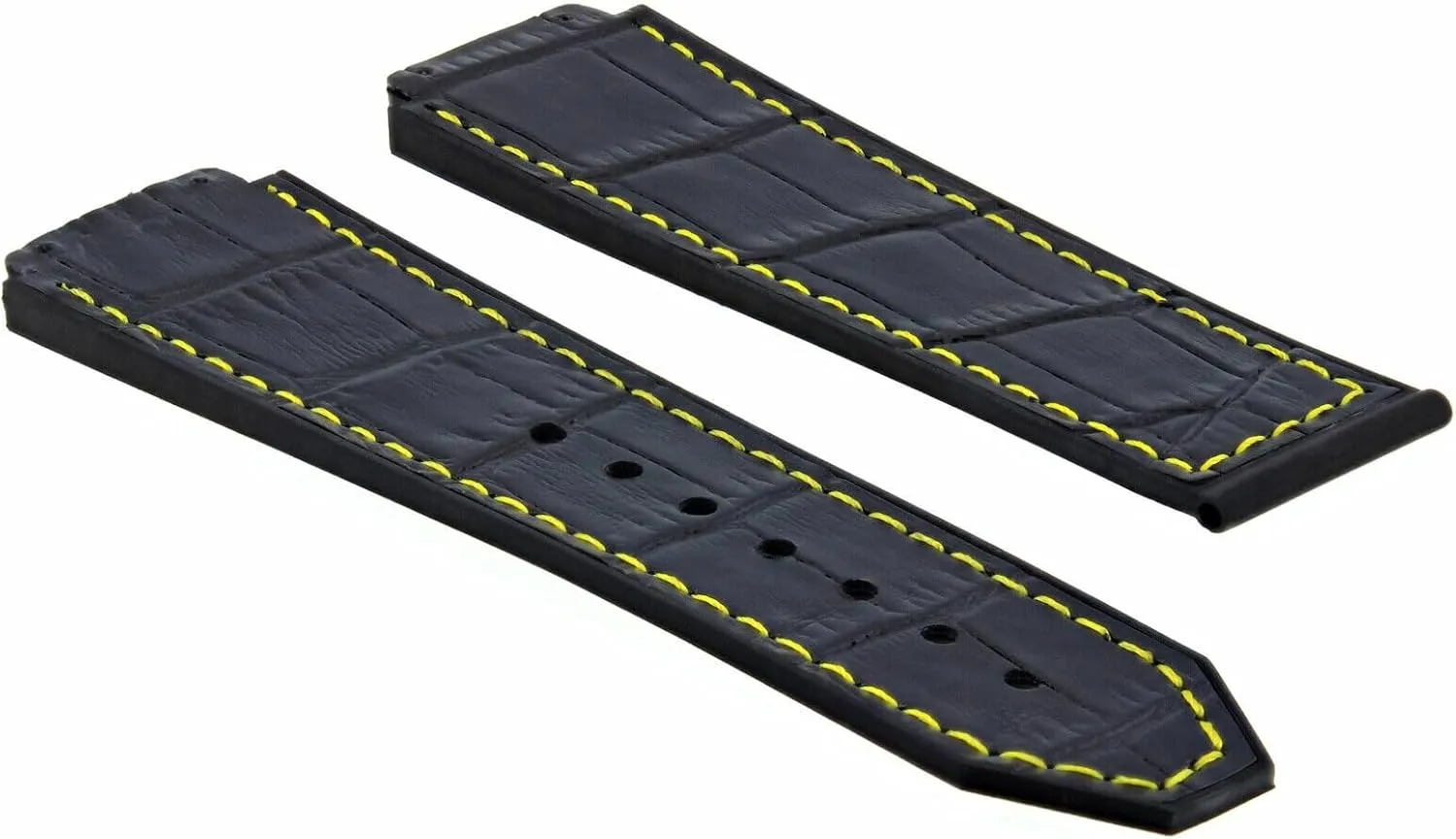 Strap Rubber Compatible With Hublot Big Bang Black With Fahrenheit execute extravagantly vent uncle mythology Yellow Stitching Ewatchparts 24mm Leather Watch Band 