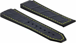 Strap Rubber Compatible With Hublot Big Bang Black With Fahrenheit execute extravagantly vent uncle mythology Yellow Stitching Ewatchparts 24mm Leather Watch Band 