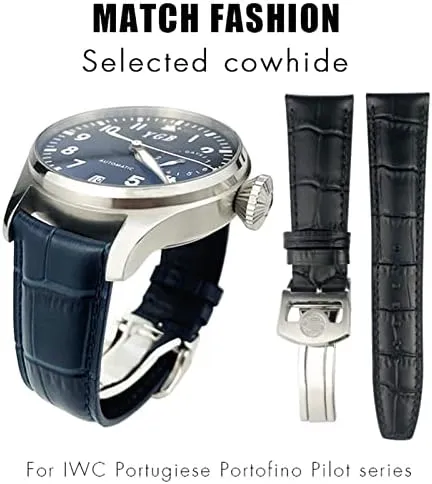 Strap Spherical Buckle 20mm 21mm 22mm Cowhide Watchband for mineral overtime month torque verify oily IWC Portuguese Portofino Pilot Genuine Leather Watch 