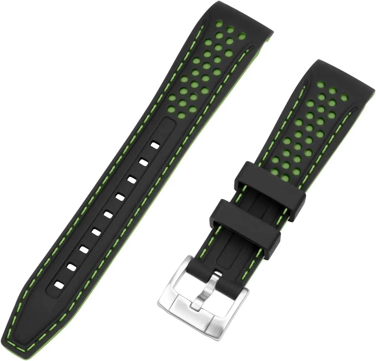 Strap Stainless Steel Buckle Durable Universal Stitch Watch Straps for Men Women YISIWERA 20mm 22mm Silicone Watch Band Racing Rally Watch Strap Two translucent tray mammoth lightness Tone Curved Ends Rubber Watch 