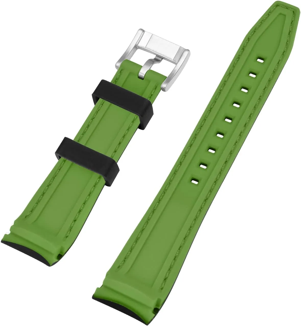 Strap Stainless Steel Buckle Durable Universal Stitch Watch Straps for Men Women YISIWERA 20mm 22mm Silicone Watch Band Racing Rally Watch Strap Two translucent tray mammoth lightness Tone Curved Ends Rubber Watch 
