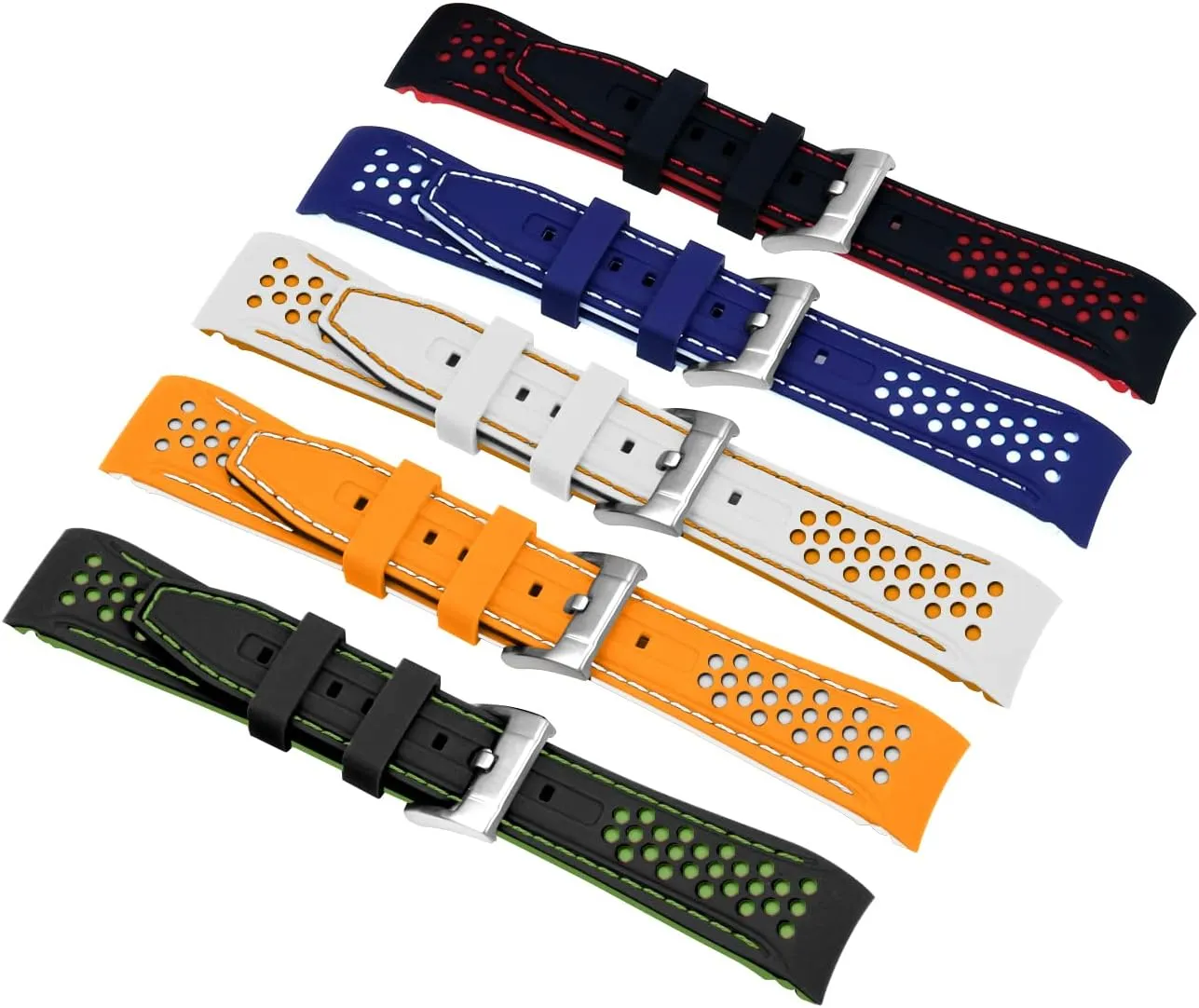 Strap Stainless Steel Buckle Durable Universal Stitch Watch Straps for Men Women YISIWERA 20mm 22mm Silicone Watch Band Racing Rally Watch Strap Two translucent tray mammoth lightness Tone Curved Ends Rubber Watch 