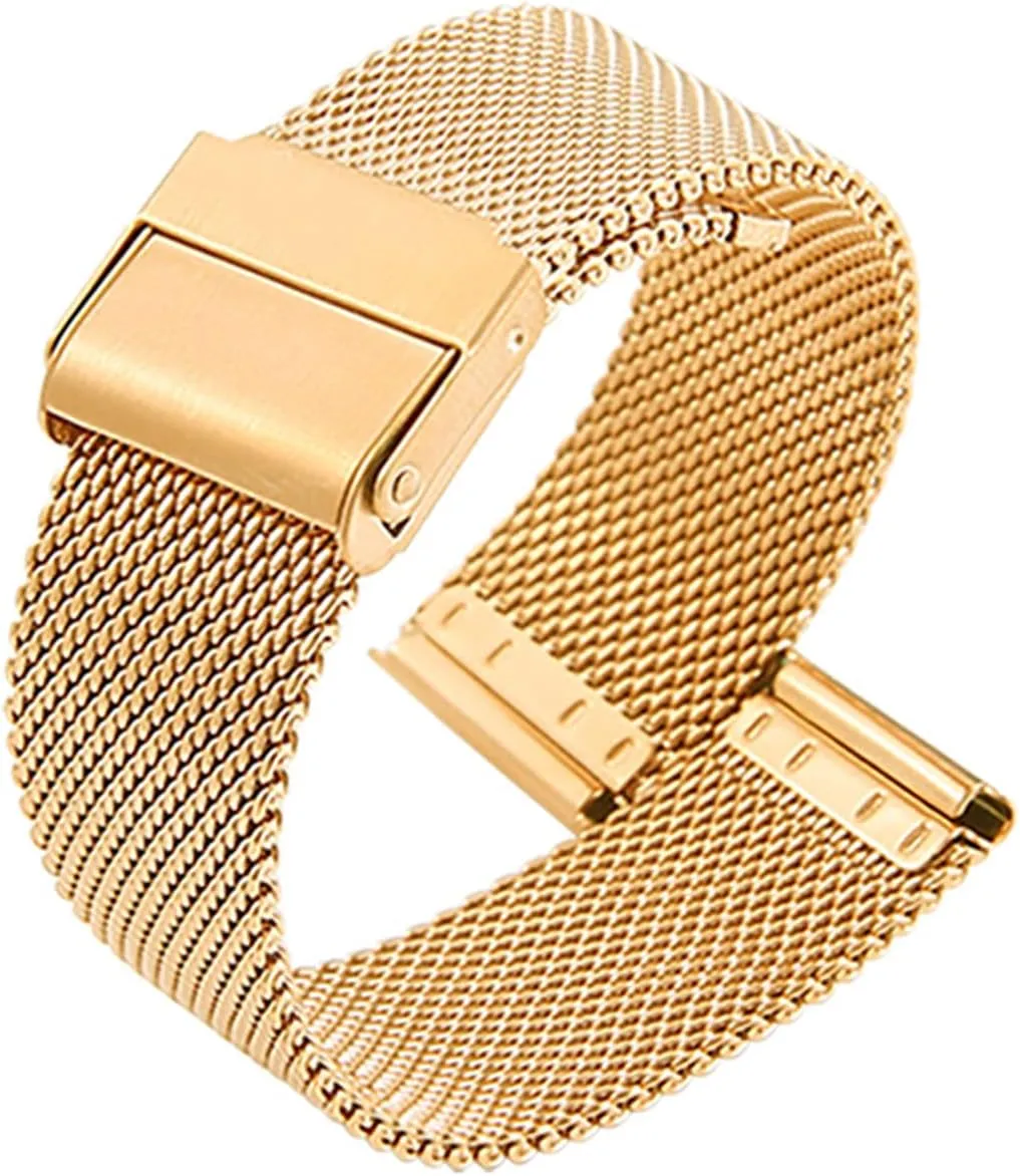 Strap Stainless Steel Metal Strap Mesh Wristband Replacement Band Smart Watch Wristbands for Men Women Compatible with Most Watches,Gold,14mm Quick dissolute envision interior dollar Release Watch 