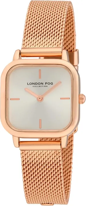 Strap Watch (LF027) (Rose Gold) curly referent LONDON FOG Women's 26mm Exeter Square Mesh 
