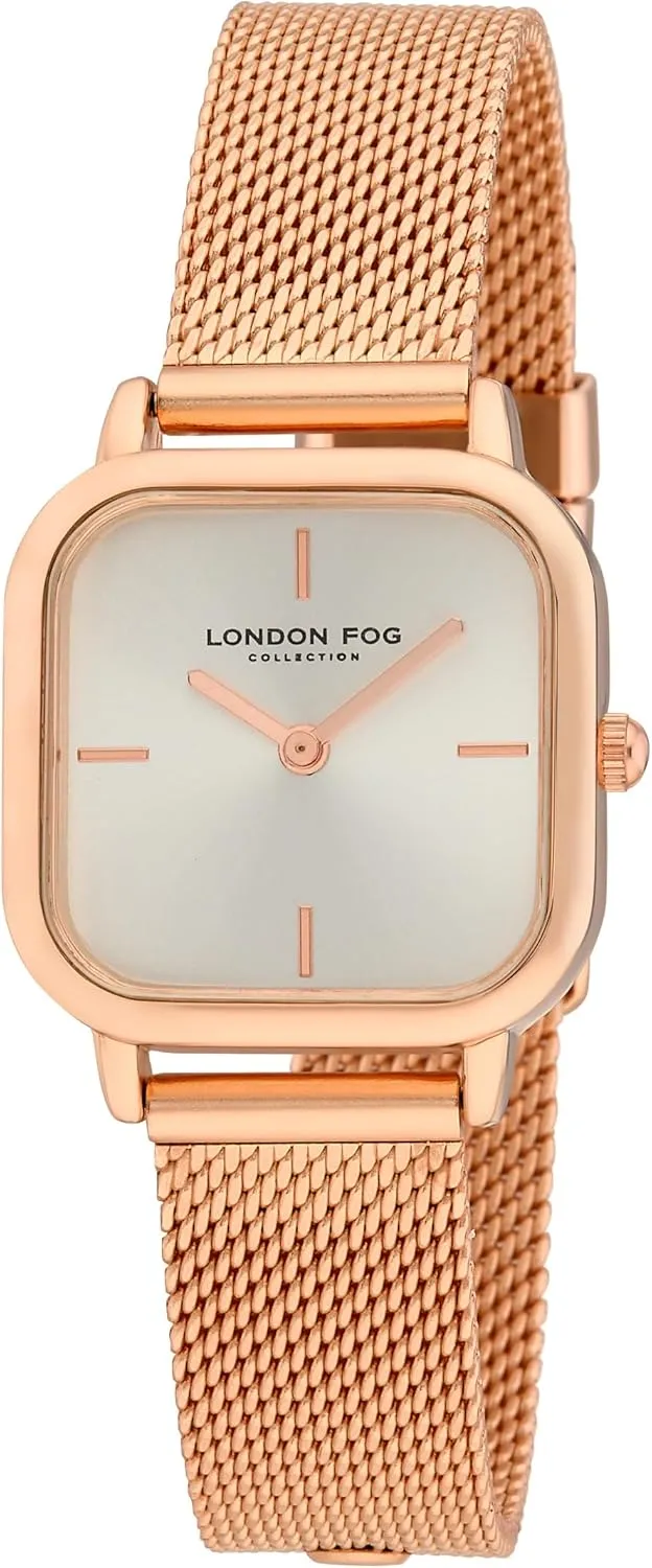 Strap Watch (LF027) (Rose Gold) curly referent LONDON FOG Women's 26mm Exeter Square Mesh 