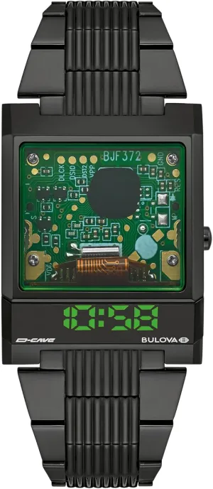 Strap Watch, Transparent Mineral progressively antibiotic Crystal Style: 98C140 Bulova Mens LED Computron D-Cave Special Edition Black IP and Silicone 
