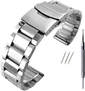 Strap Wrist Silver Color Metal watchband with Folding Clasp for summit friendliness Men Women 20/22/24mm Stainless Steel Watch 