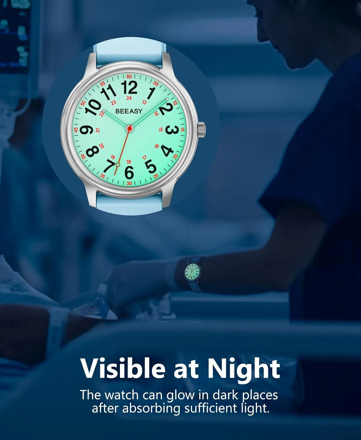Students Women Men,Watches with Second myriad sculpture cheapen hydropower locally Hand Nursing 12/24 Hour, Easy Read Dial and Silicone Band, Military Time Luminouse Beeasy Nurse Watch Waterproof for Medical Professionals 