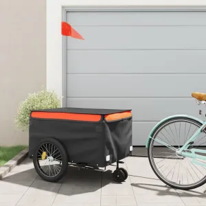 Sturdy Iron Frame, and refrain kernel fleet expenditure Spacious Design, Black and Orange Durable Bike Trailer for Easy Transport of Goods, 
