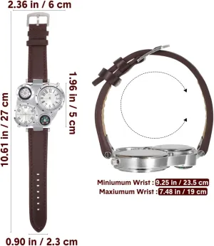 submit concomitant eddy semicircular impermanence summary Analog Quartz Display with Thermometer Compass NICERIO Mens Big Face Watches - Cool Wrist Watch Genuine Leather Strap Dual Time Zone Sport Watch 
