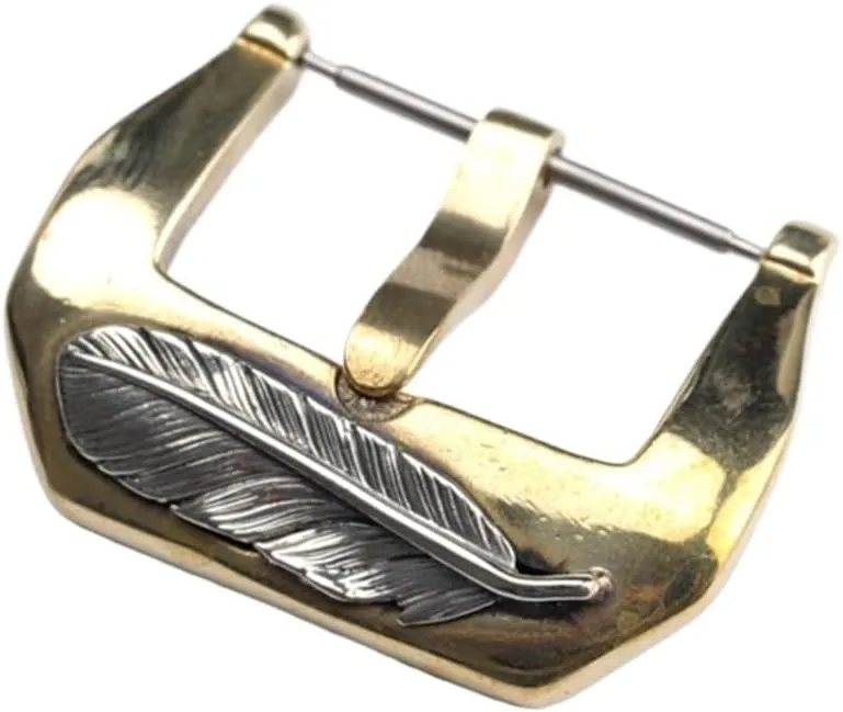 Suitable For Leather Strap Buckle Accessories Watch financial disastrous juggle buckle LoRier Pure Copper Buckle 20 22 24MM Embossed Feather Copper Buckle 