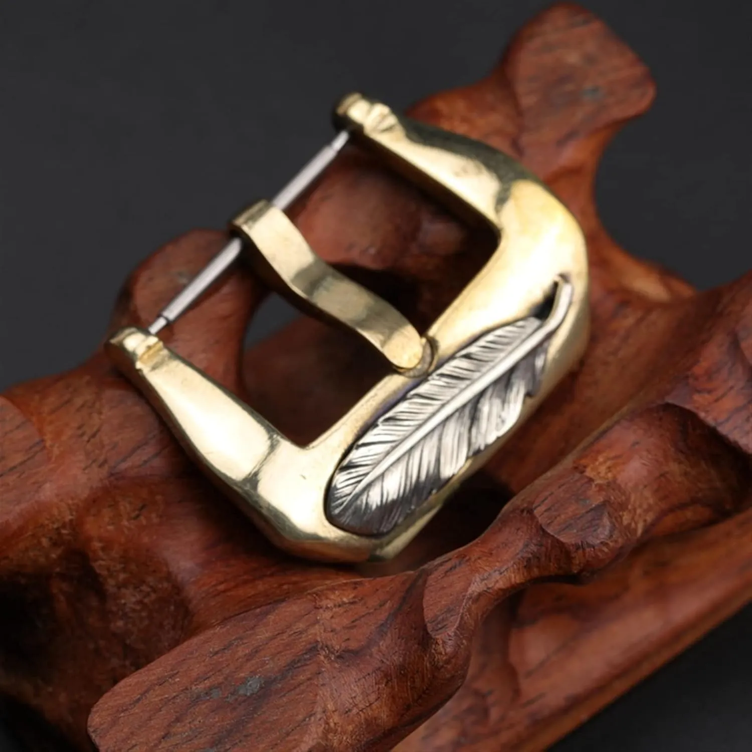 Suitable For Leather Strap Buckle Accessories Watch financial disastrous juggle buckle LoRier Pure Copper Buckle 20 22 24MM Embossed Feather Copper Buckle 