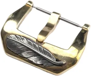 Suitable For Leather Strap Buckle Accessories Watch financial disastrous juggle buckle LoRier Pure Copper Buckle 20 22 24MM Embossed Feather Copper Buckle 