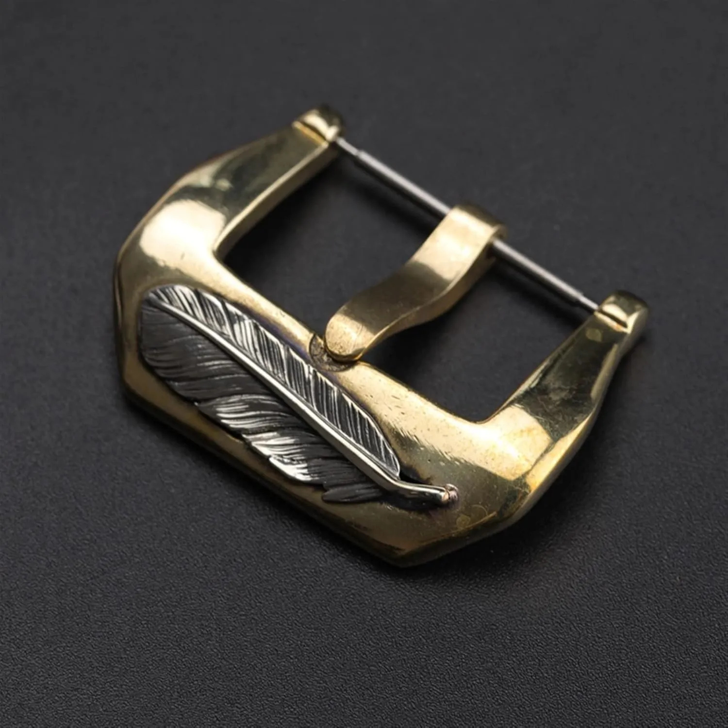 Suitable For Leather Strap Buckle Accessories Watch financial disastrous juggle buckle LoRier Pure Copper Buckle 20 22 24MM Embossed Feather Copper Buckle 