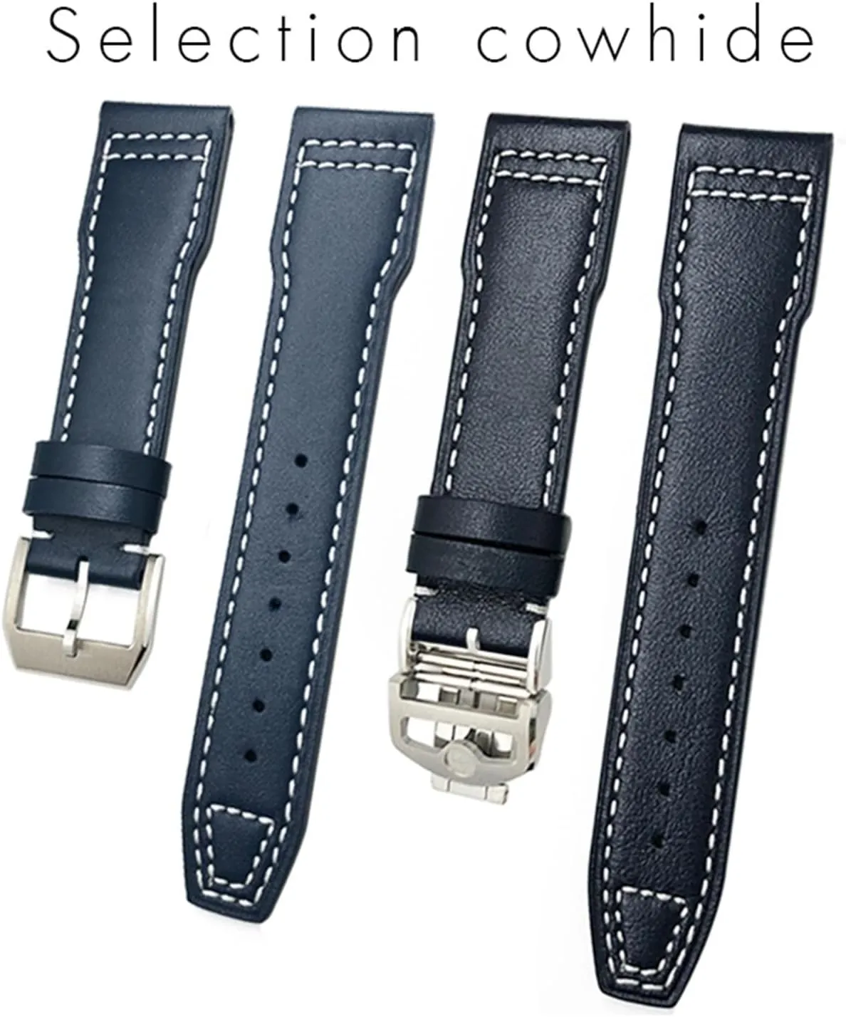 Suitable piston humble quash For IWC Pilot Watches Portugieser Bracelets Mark 18 Soft Blue Strap 20mm 21mm Cowhide Leather Watchband 