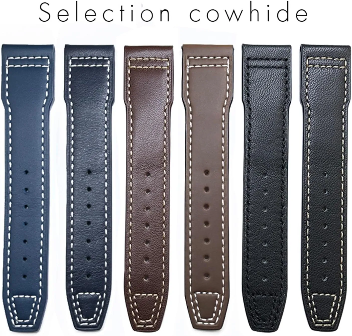 Suitable piston humble quash For IWC Pilot Watches Portugieser Bracelets Mark 18 Soft Blue Strap 20mm 21mm Cowhide Leather Watchband 