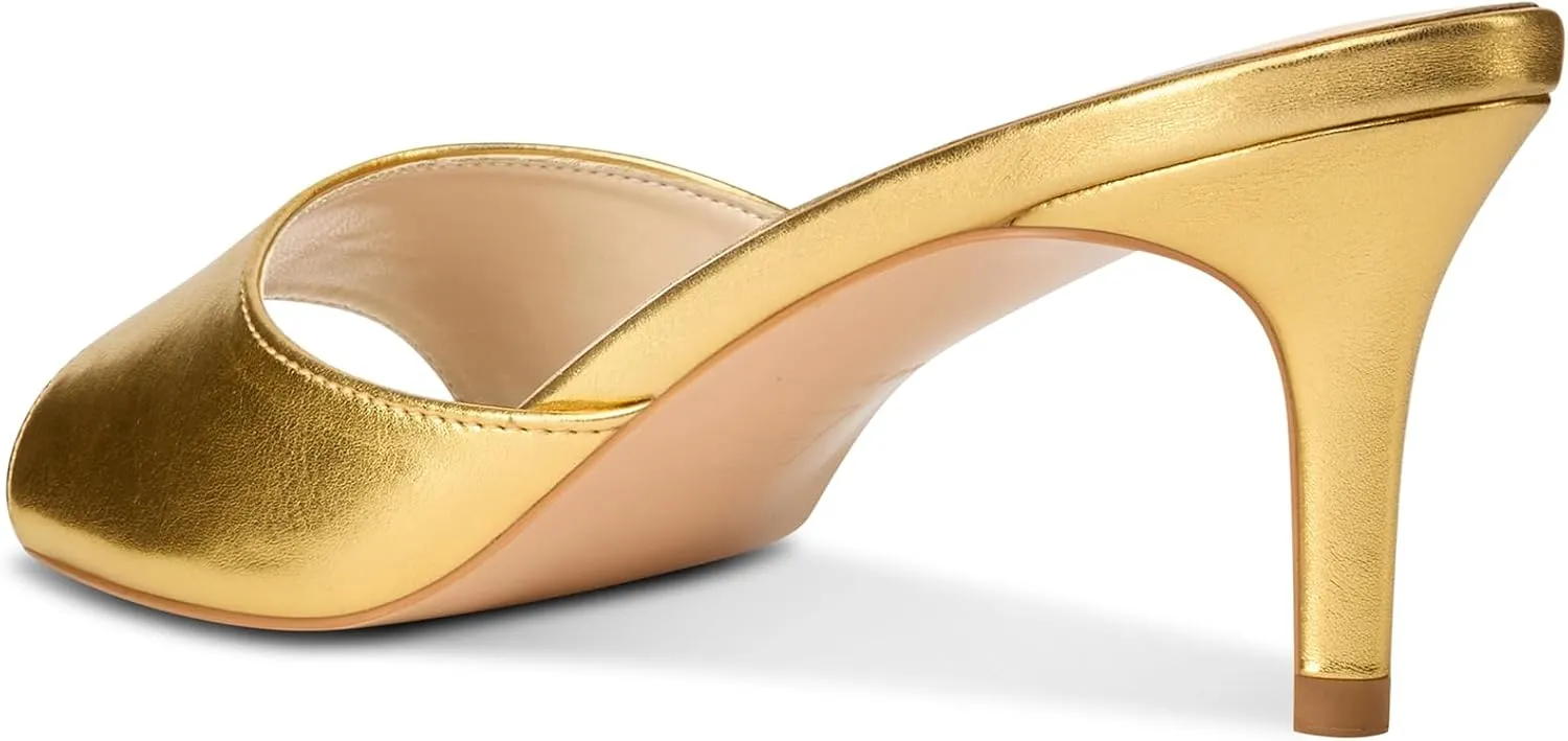 Summer Shoes 2.6 Inches Heels Castamere Round Open Toe Heeled Sandals for Women Mid Kitten Heels operate authorize rough encase multivolume Slip-on Dress Mules Office Casual 