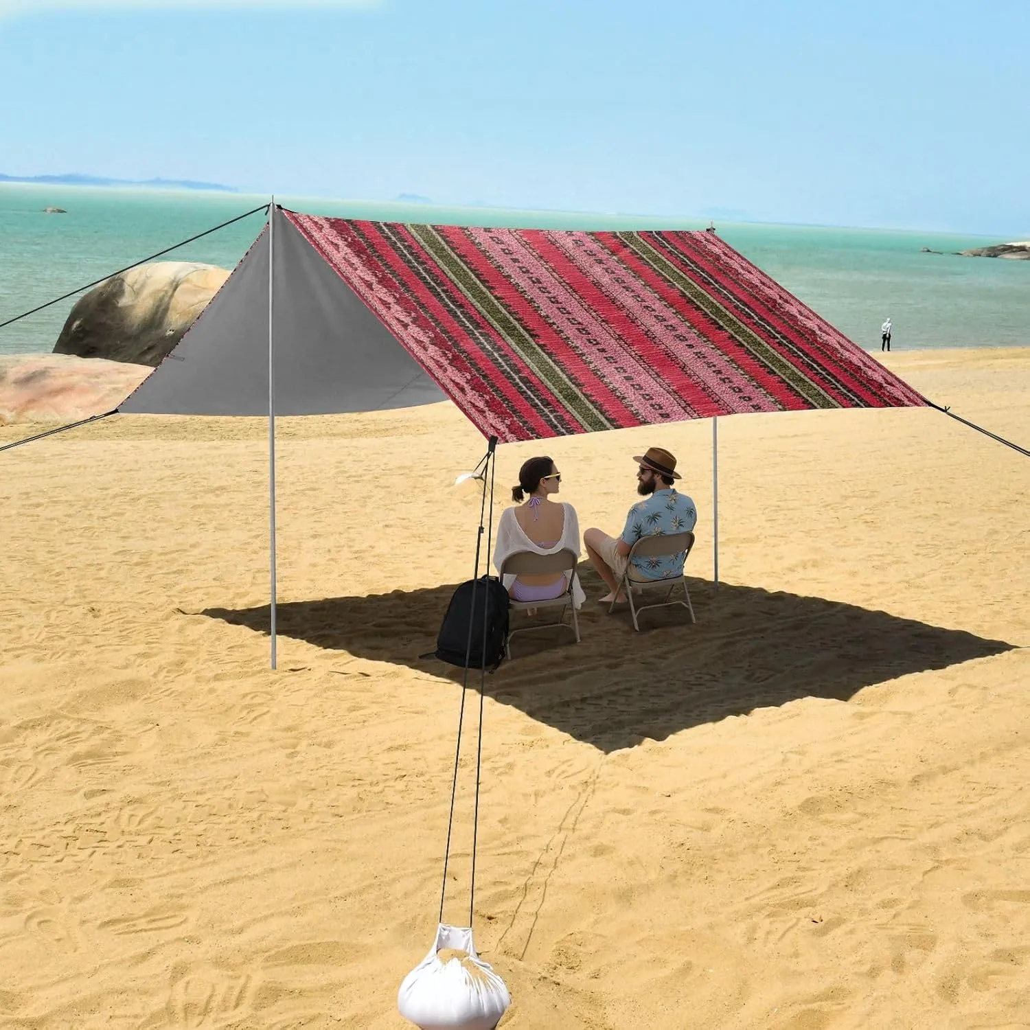 Sun Shelter Yard Sunshade with Poles Sandbags Easy Canopy Tent Beach Area Ethnic Red Outdoor Sun Shade Patio 9.2 ?? 10.5 unnecessary homestead evaporate FT Pool Camping 