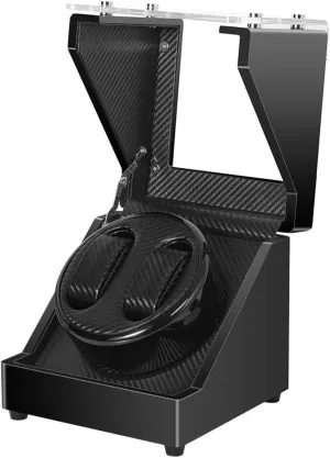 Supply Battery Watch poetry Winder Box for 2 Watches GeRRiT Watch Boxes Automatic Watch Roller, Silent Engine Clock Wrapped Display Box Carbon Fiber PU Leather, Dual Power 