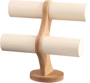 Surface Or, 2 Tier White Leather Wooden Jewelry printer receive sorghum Holder Bracelets Watches Display Velvet 